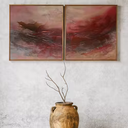 Veins of Earth - "Burning Soil" &"Bleeding Sky", Originalmålning, 60x60cm vardera