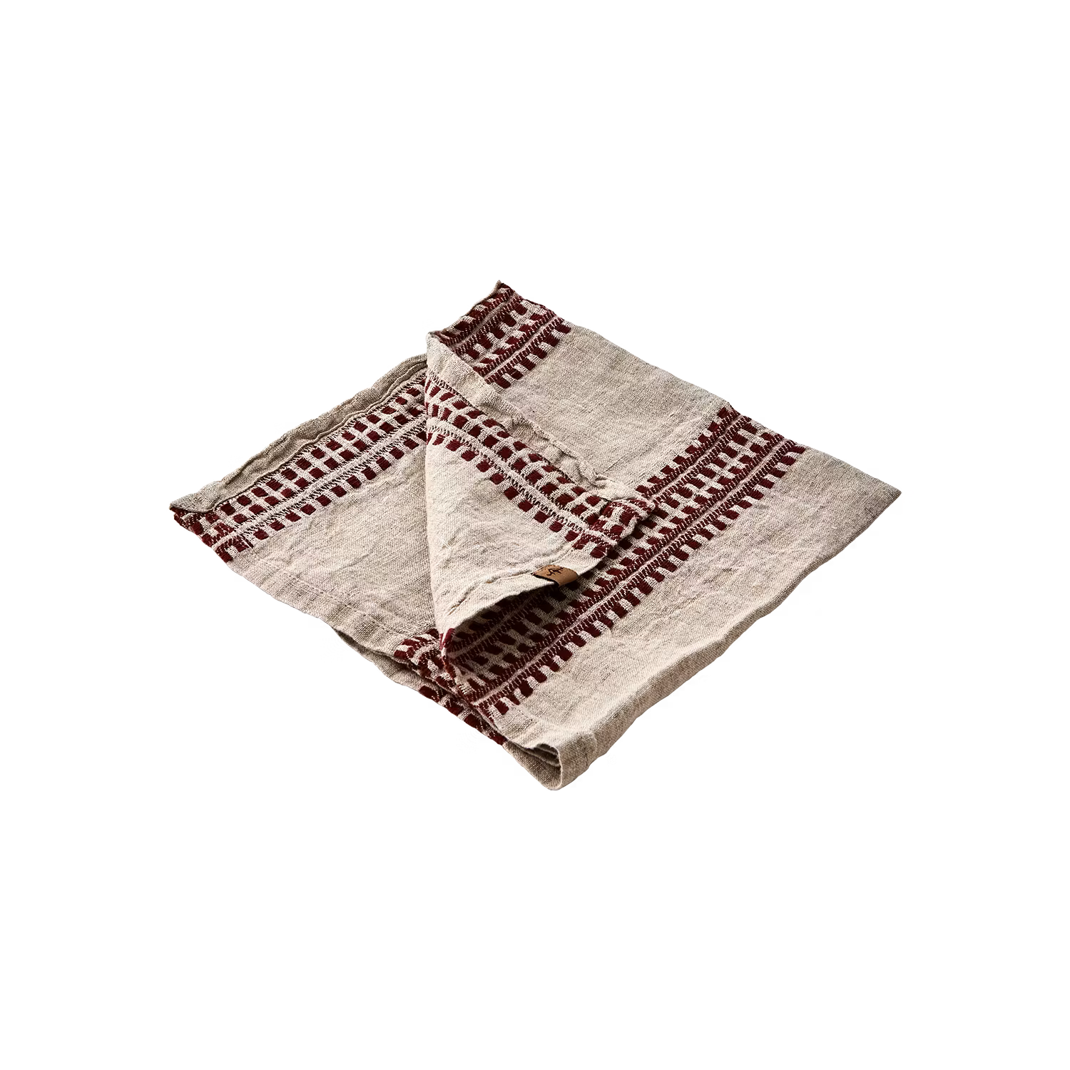 Servett i bomull/linne, 4-pack, 45x45cm, Röd/Lingrå