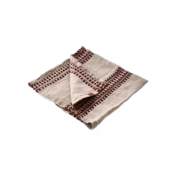Servett i bomull/linne, 4-pack, 45x45cm, Röd/Lingrå