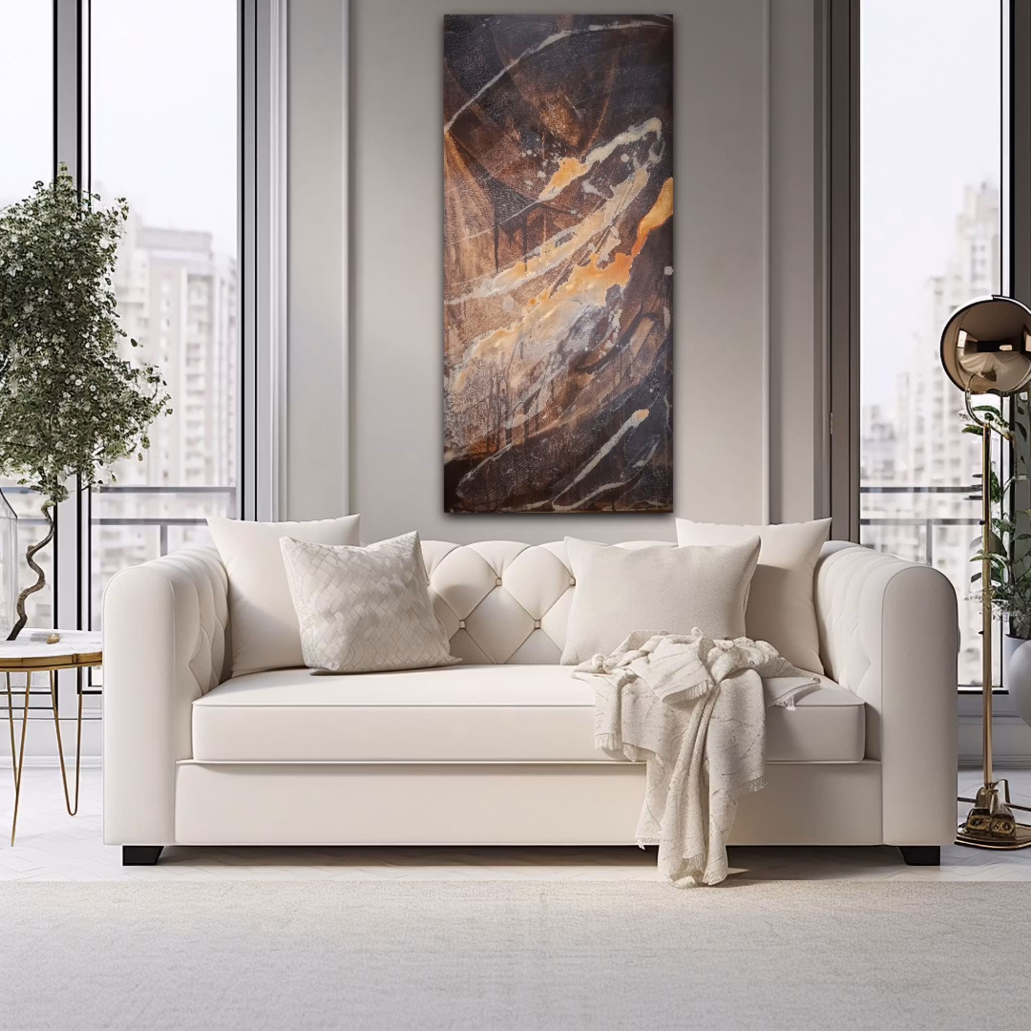 Abstrakt tavla i jordnära toner - Modern väggkonst med rustik känsla "Muddy Storm"