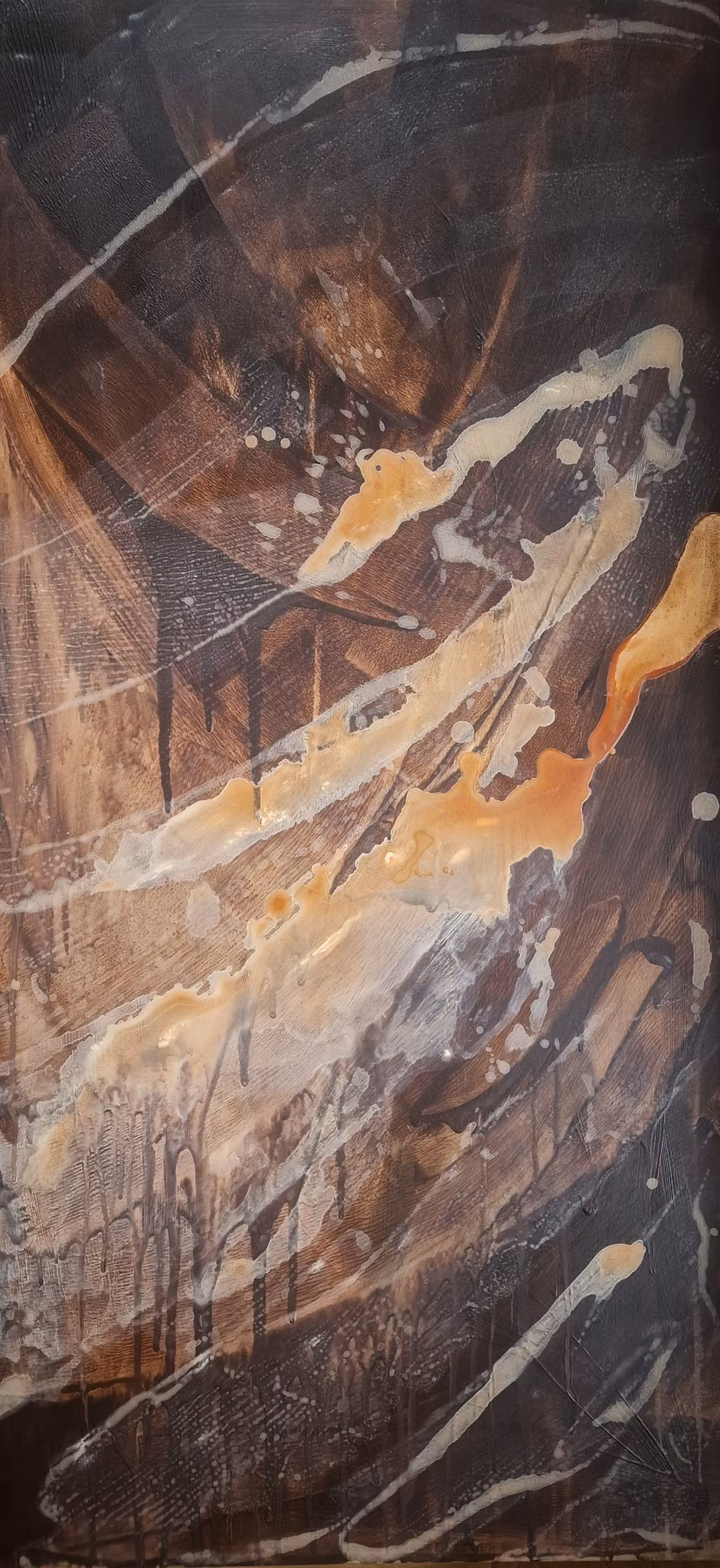 Abstrakt tavla i jordnära toner - Modern väggkonst med rustik känsla "Muddy Storm"