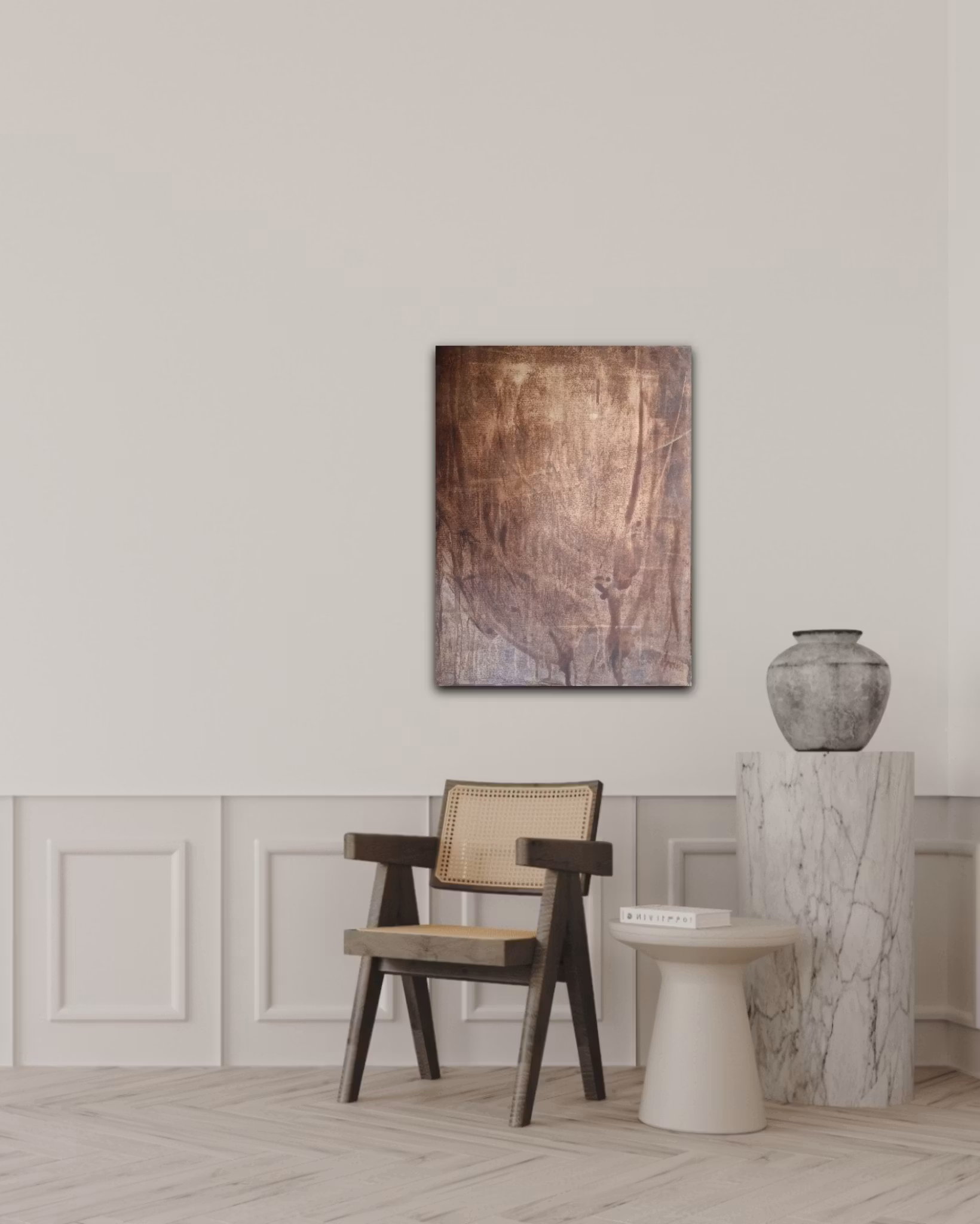 "Smooth Clay" - Abstrakt tavelkonst i Jordnära toner, 80x60cm