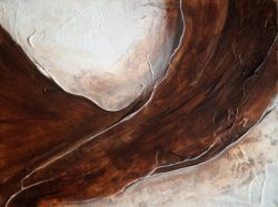 "Soft Flow" - Abstrakt Målning i Varma Jordtoner, 42x30cm