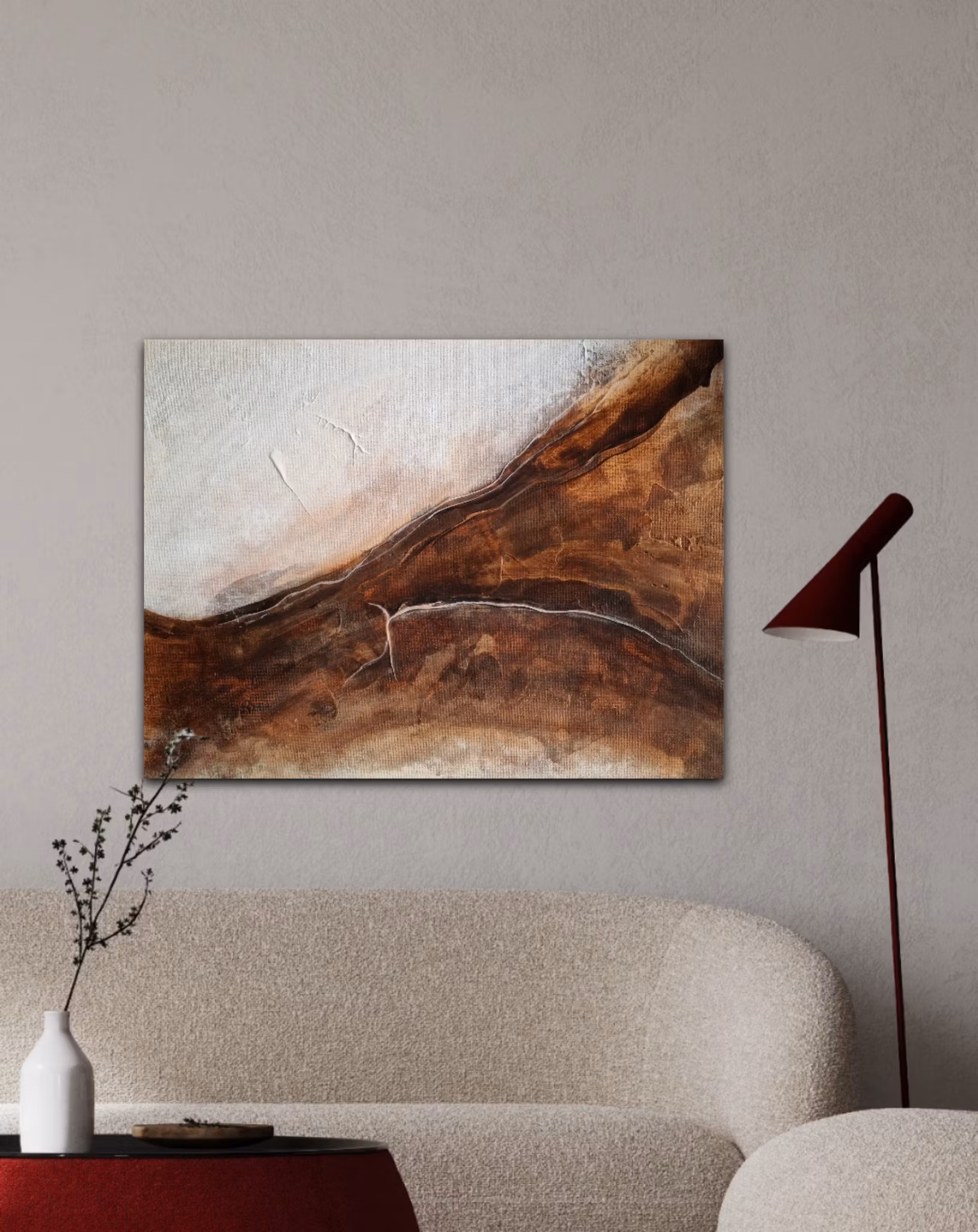"Amber" - Abstrakt Tavla i Varm Bärnstenspalett, 42x30cm