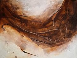 "Devine Flood" - Abstrakt Tavla i Varmbruna Naturtoner, 42x30cm