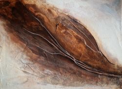 "Gentle Thoughts" - Abstrakt Målning i Naturinspirerade Jordtoner, 42x30cm