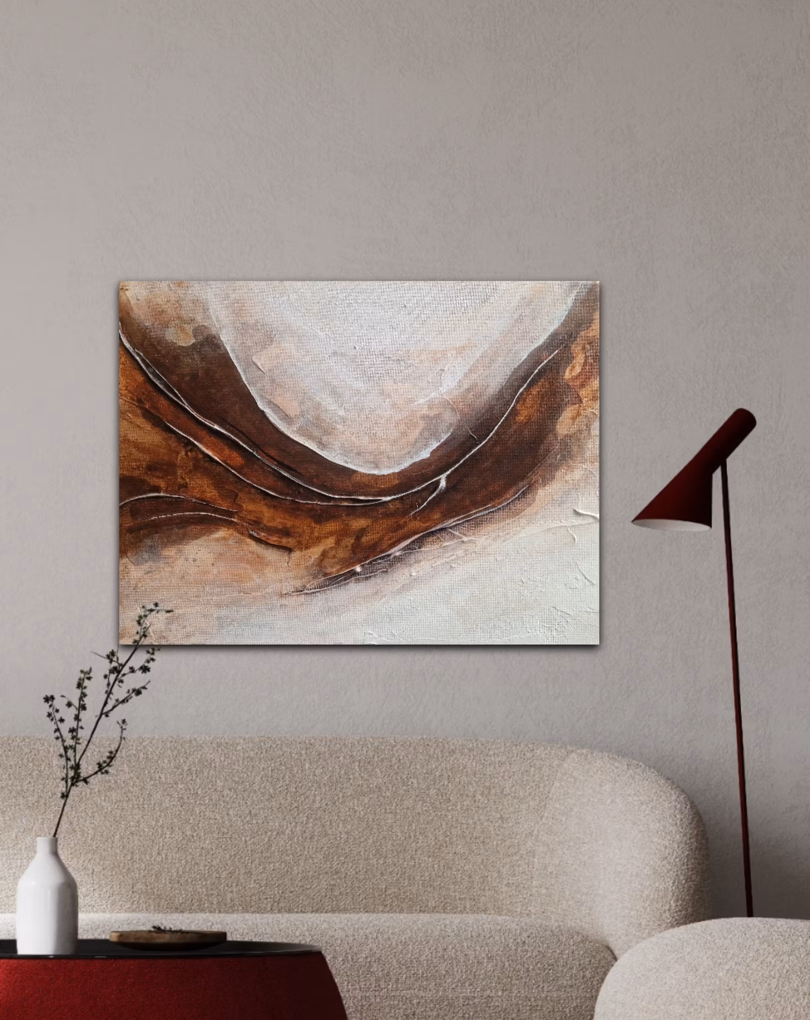 "Eternal Wave" - Abstrakt Tavla i Jordnära Toner, 42x30cm
