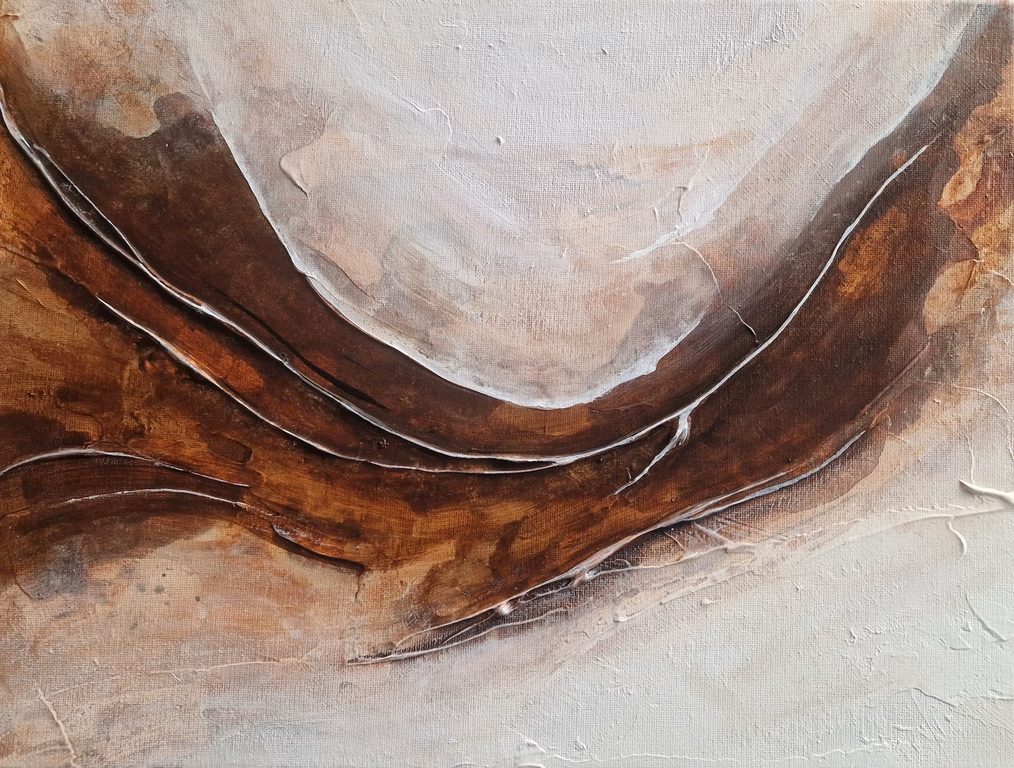 "Eternal Wave" - Abstrakt Tavla i Jordnära Toner, 42x30cm