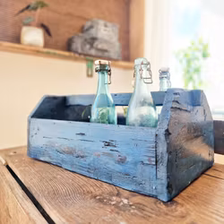 Rustik låda, verktygslåda, Blå