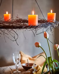 Takkrona i metall för blockljus, Svart