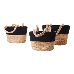 Väska, set om 3, Natur/svart