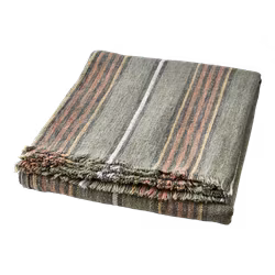 Filt/duk 250x140cm, Grön/rostbrun/vit/gul