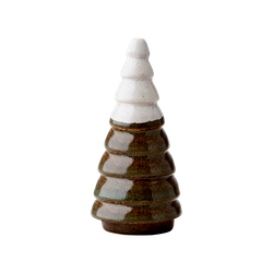 Dekorationsgran i stengods, 18cm, Grön/flerfärgad