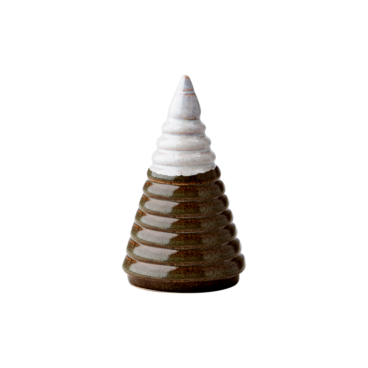 Dekorationsgran i stengods, 14cm, Grön/flerfärgad