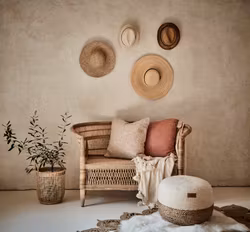 Handvävd Sittpuff, Natur/elfenben