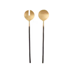 Handgjorda Salladsbestick, Mässing/svart, 30cm