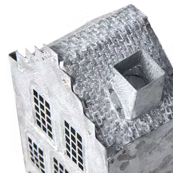 Ljuslykta hus i järn, 17,5cm, Grå/vit