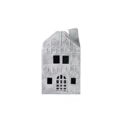 Ljuslykta hus i järn, 12,5cm, Grå/vit