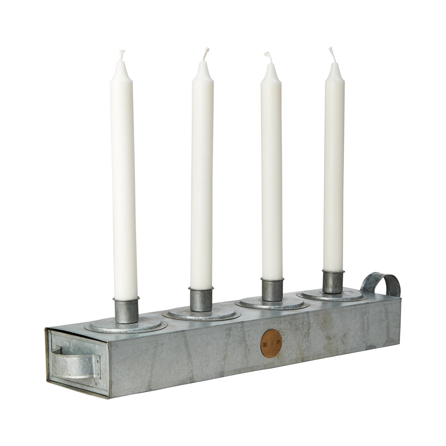 Ljusstake/ljuslåda, Grå, 4 ljus, Adventljusstake