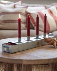 Ljusstake/ljuslåda, Grå, 4 ljus, Adventljusstake