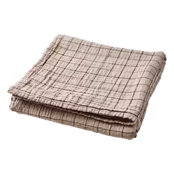 Bordsduk med tidlöst rutmönster, 100% Bomull, Beige/svart, 220x140cm