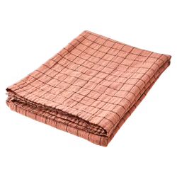 Bordsduk med klassiska rutor, 100% Bomull, Korall/svart, 220x140cm