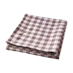 Bordsduk med rutor, 100% Bomull, Lila/elfenben, 250x140 cm