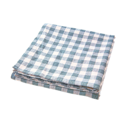 Bordsduk med rutor, 100% Bomull, Blå/elfenben, 250x150 cm