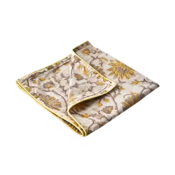 Blocktryckt Servett 100% Bomull, Gul, 4-pack