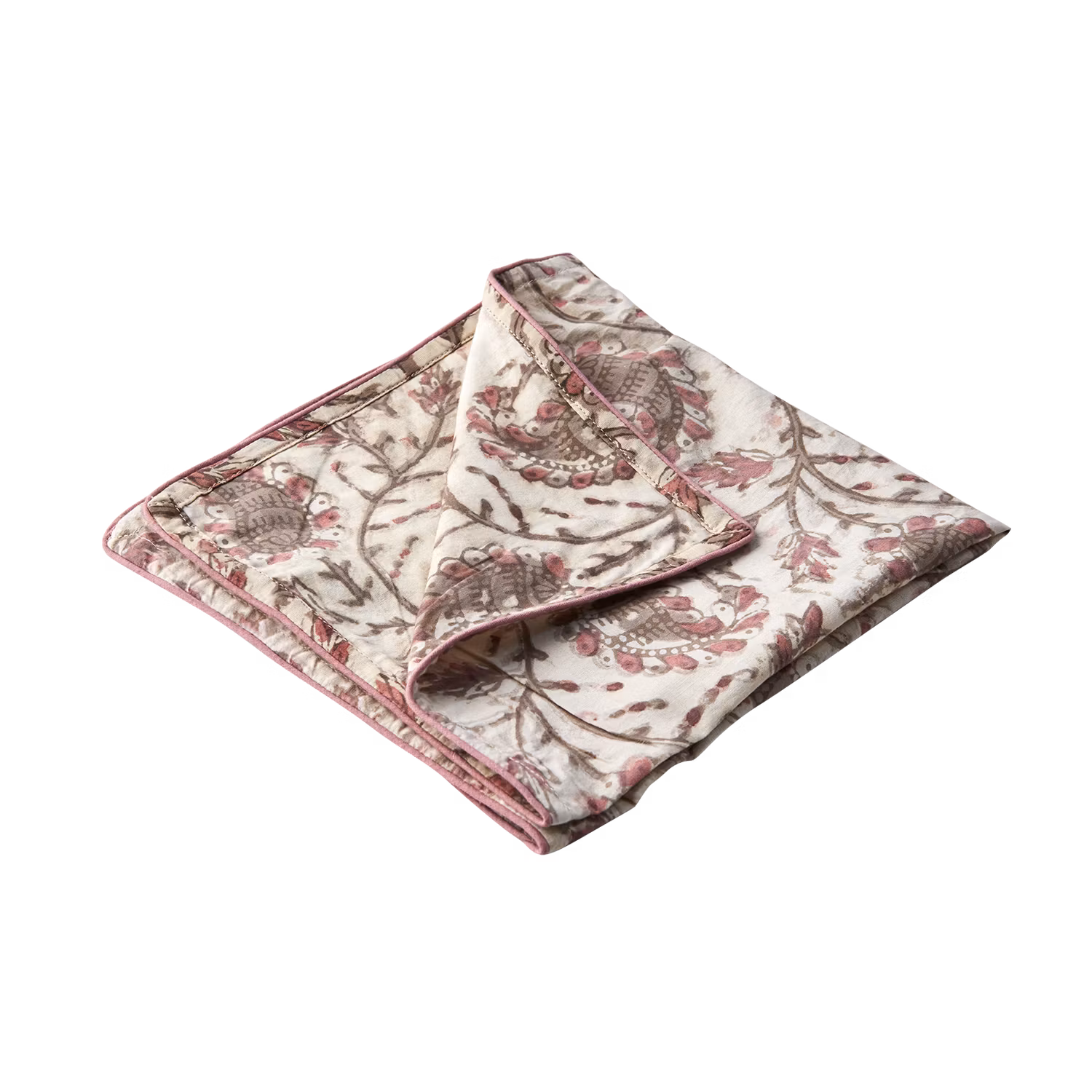 Blocktryckt Servett 100% Bomull, Rosa, 4-pack