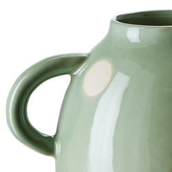 Söt urna i stengods, Ljusgrön/elfenben