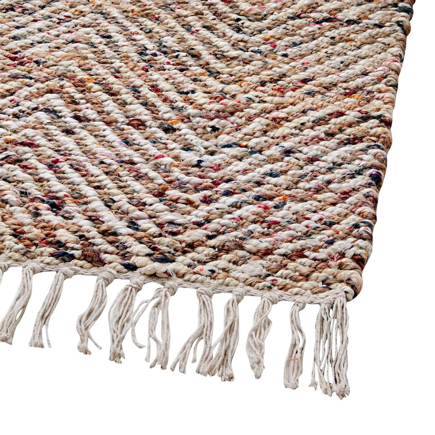 Matta i jute och bomull, Natur/flerfärgad, 240x170cm