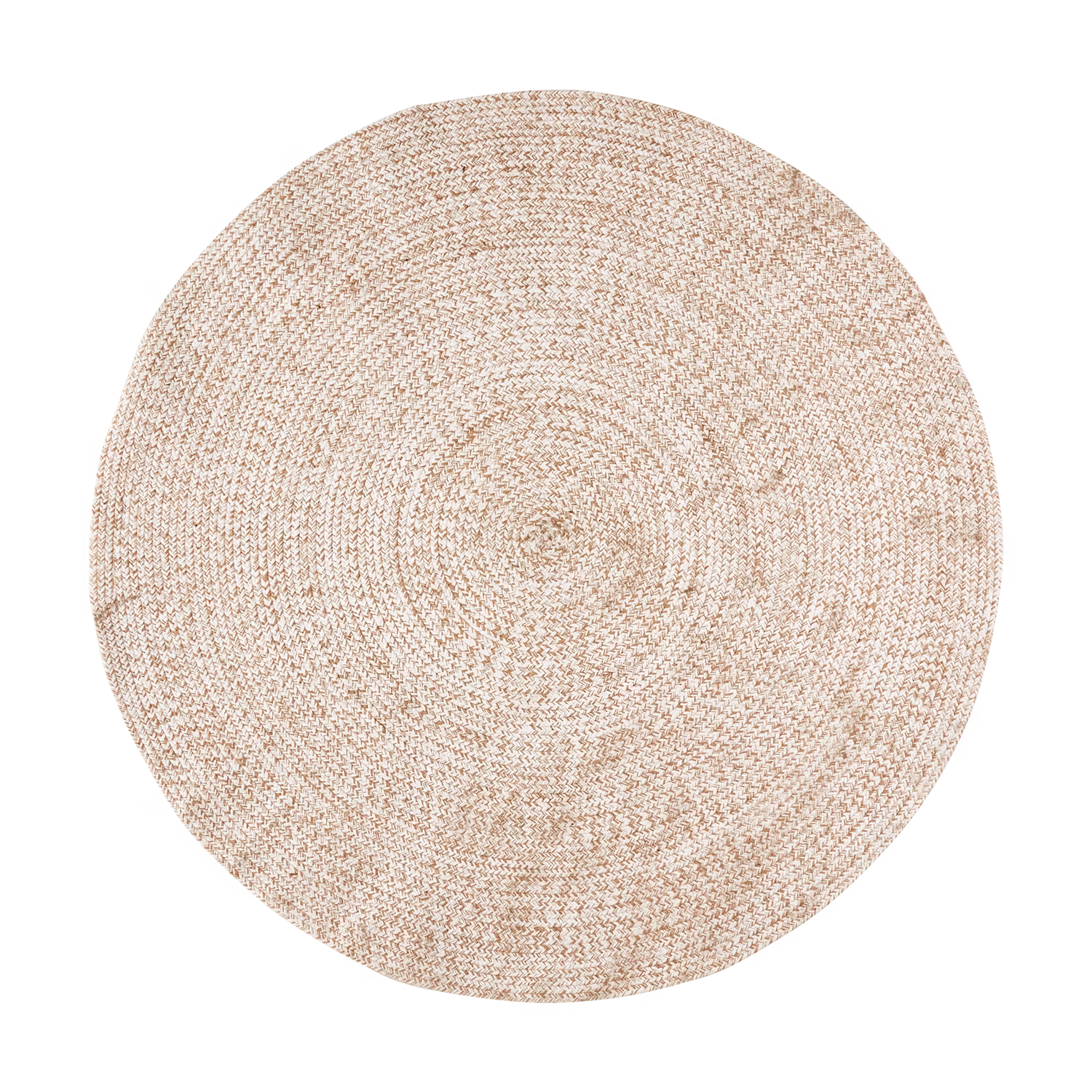 Matta i jute och bomull, Natur/vit, Ø150 cm