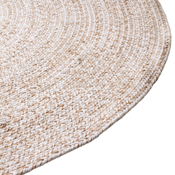 Matta i jute och bomull, Natur/vit, Ø150 cm