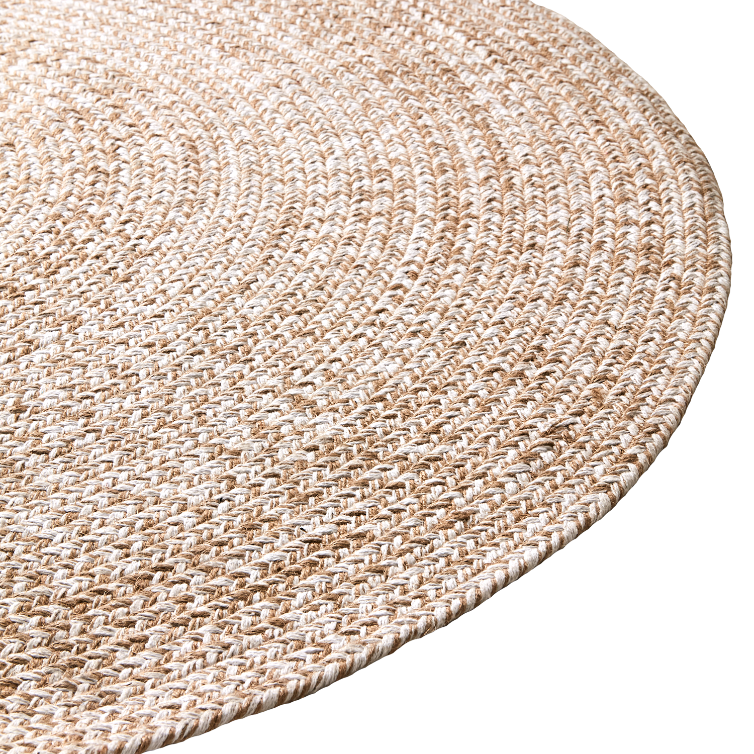 Matta i jute och bomull, Natur/vit, Ø120 cm