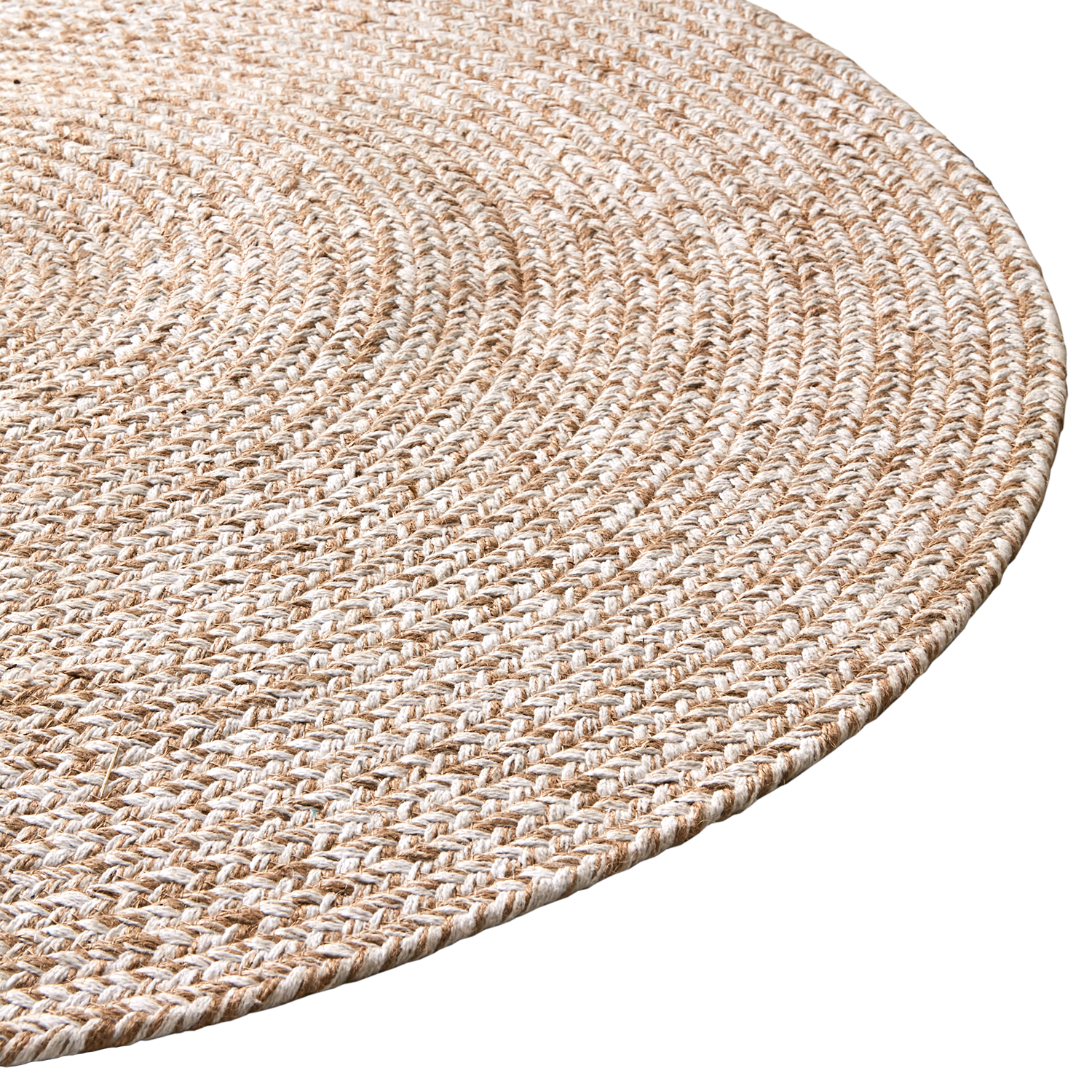 Matta av jute och bomull, Natur/vit, Ø90 cm