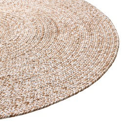 Matta av jute och bomull, Natur/vit, Ø90 cm