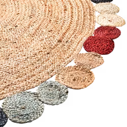 Matta i jute, Natur/flerfärgad, Ø150 cm