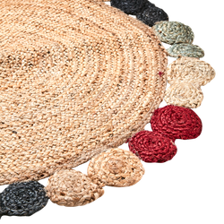 Matta i jute, Natur/flerfärgad, Ø90 cm