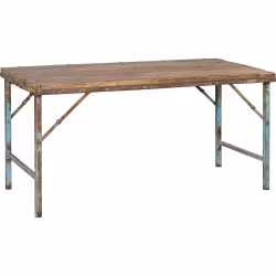 Matbord med träskiva och järnram, 155x75cm