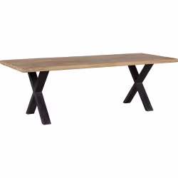 Matbord i trä med korsstomme i trä, 230x90cm