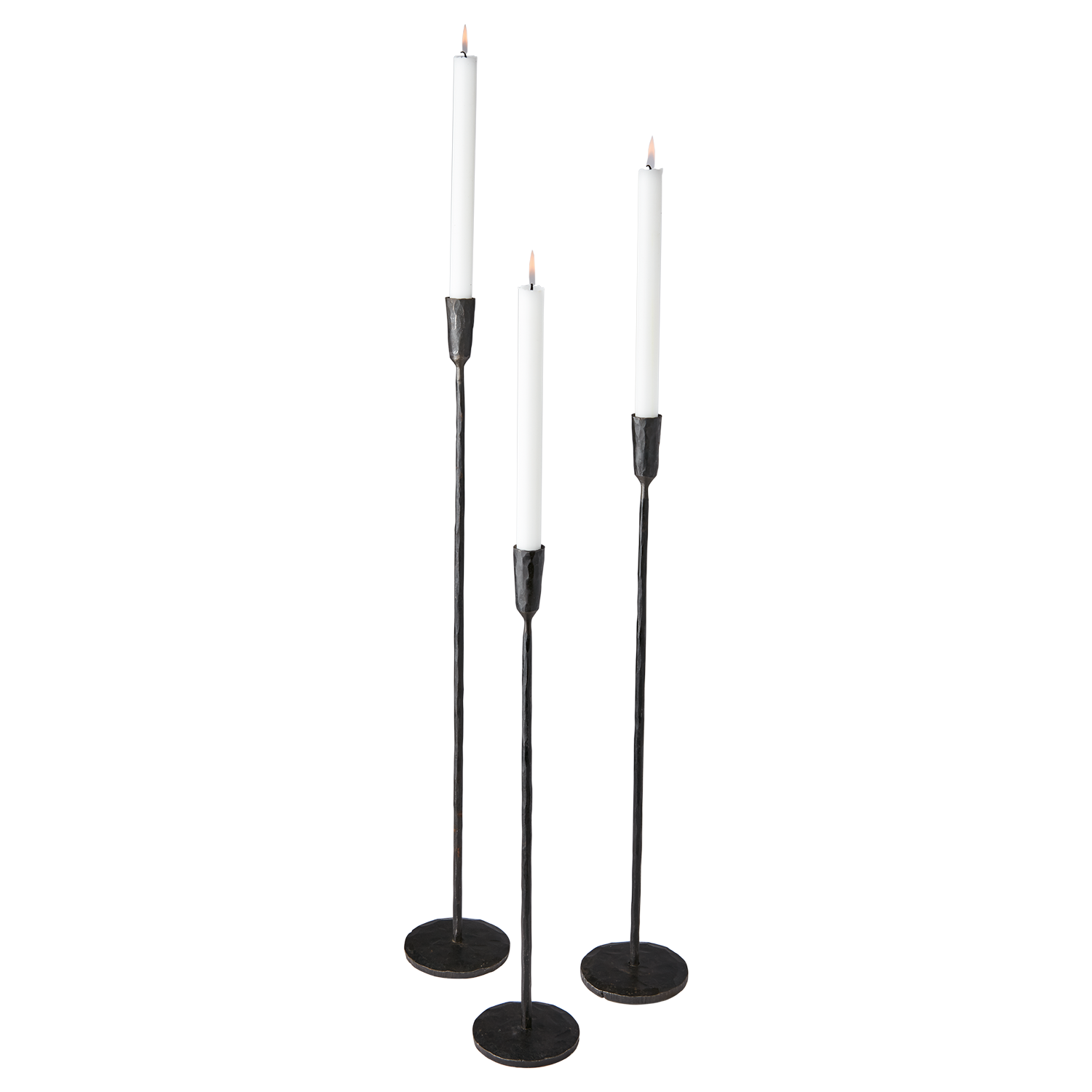 Handgjord ljusstake i järn - Svart, 70cm, 2-pack