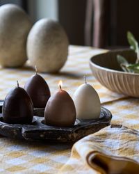 Figurljus Hönsägg, 4-pack, Brun/beige/elfenben