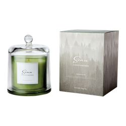 Doftljus med glaskupa, Suede & evergreen