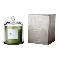 Doftljus med glaskupa, Suede & evergreen