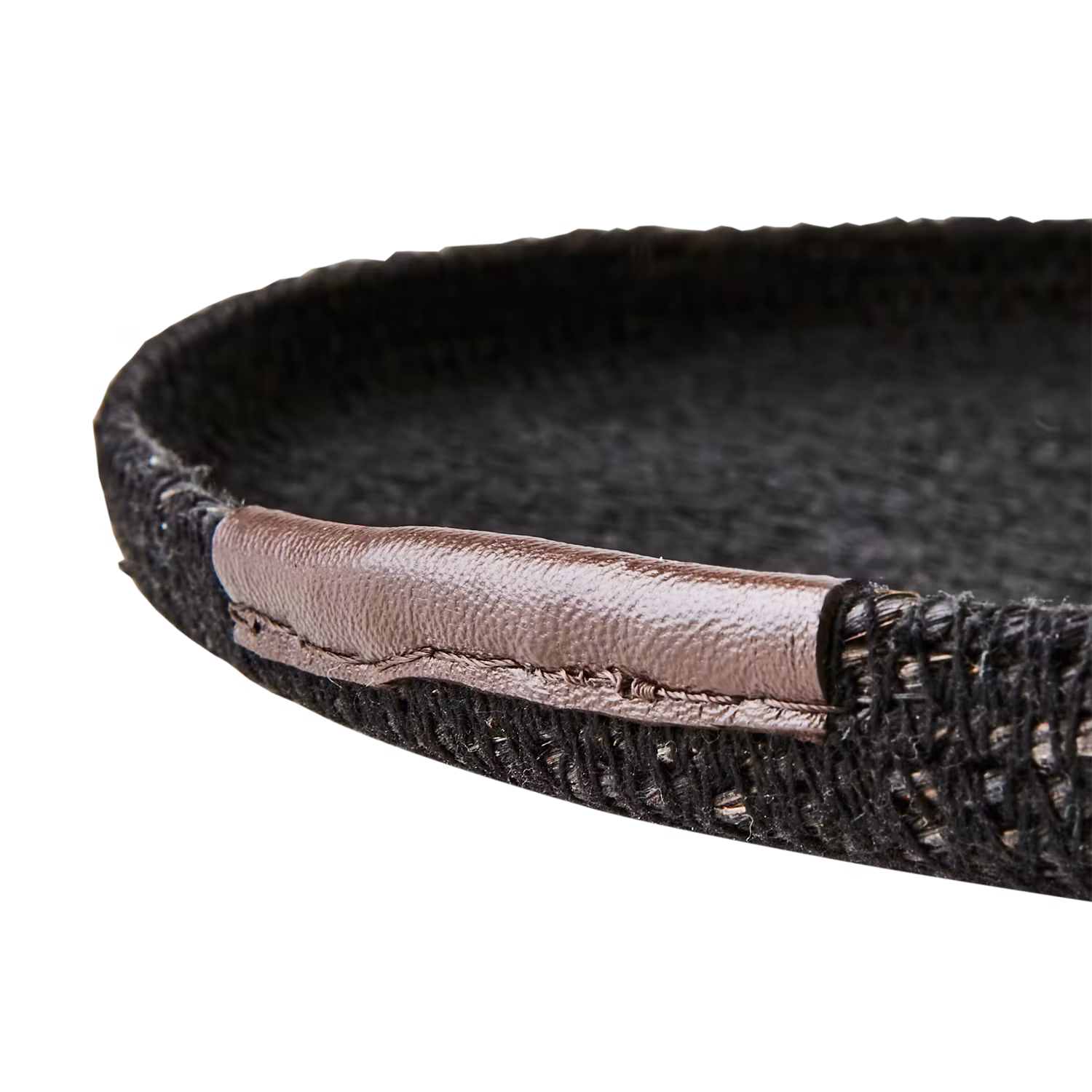 Handsydda fat i sjögräs och läder, set om 3 / Ø12, Ø20, Ø33cm