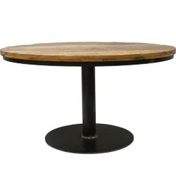 Matbord i järn och mangoträ, Ø140cm