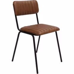 Matstol med quiltat läder i brunt, 4-pack