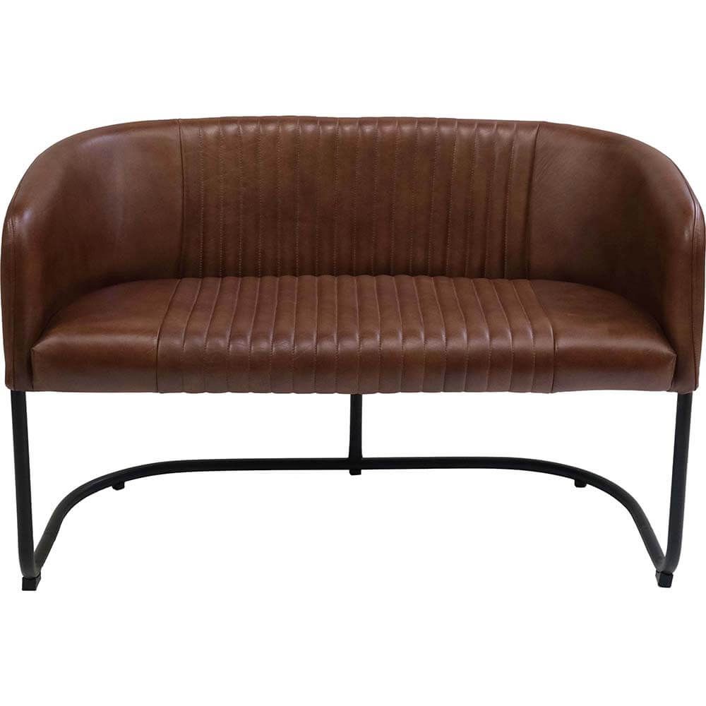 Loungesoffa i läder och metall, Brun
