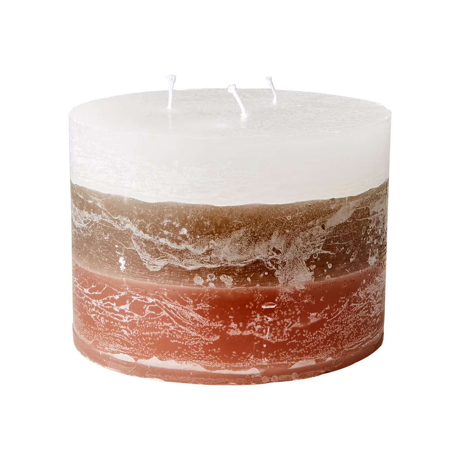 Handgjort Treveksljus, ca 100h, Ø15 H11cm, Beige/Kola
